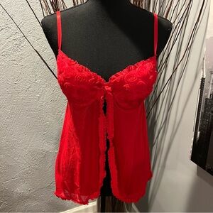 🍒XOXO RED ROSE BABYDOLL LINGERIE CAMISOLE TOP SIZE LARGE 🍒